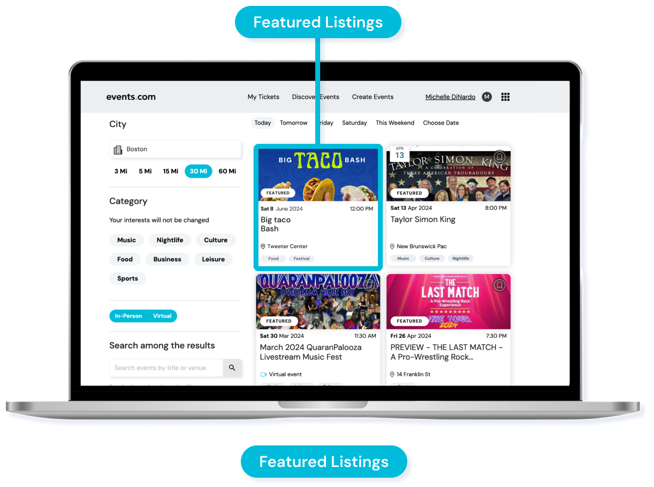 Events.com Discover Featured Listings