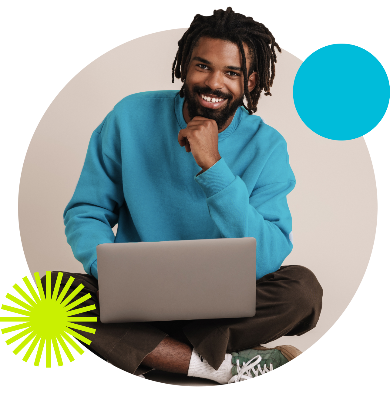 Man sitting using laptop